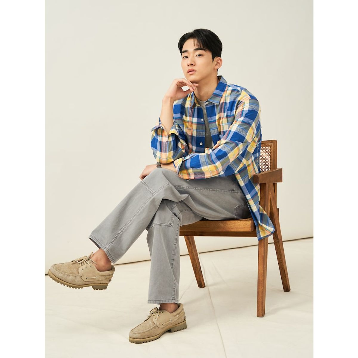 빈폴 멘(BEANPOLE MEN) 마드라스 체크 셔츠  오렌지