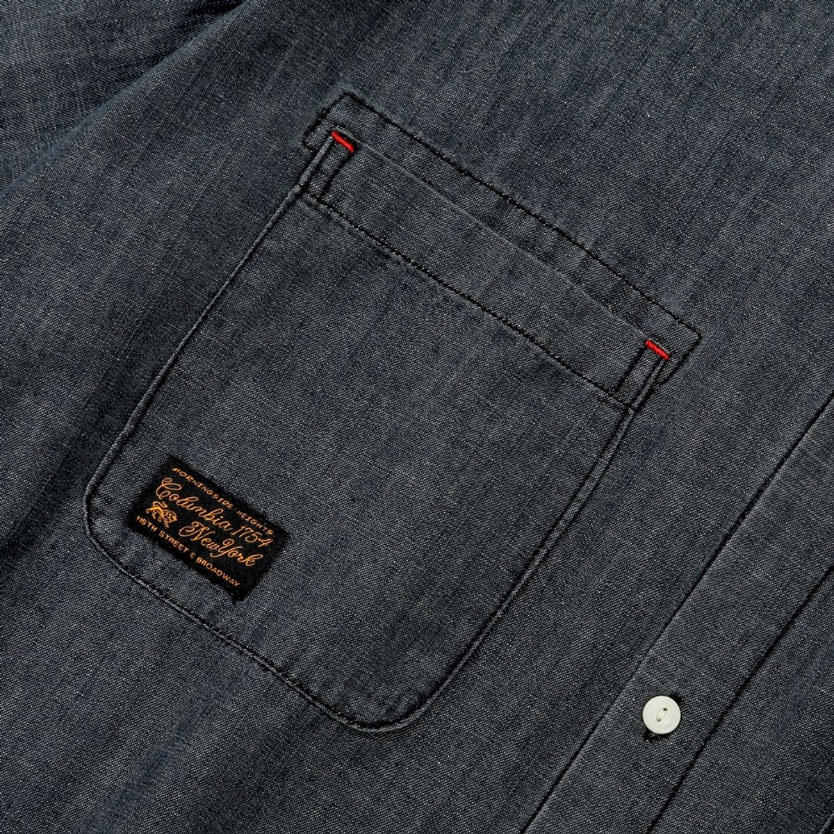 컬럼비아 유니버시티(COLUMBIA UNIVERSITY) SL-LABEL BIG POCKET DENIM S/S SHIRTS 블랙데님