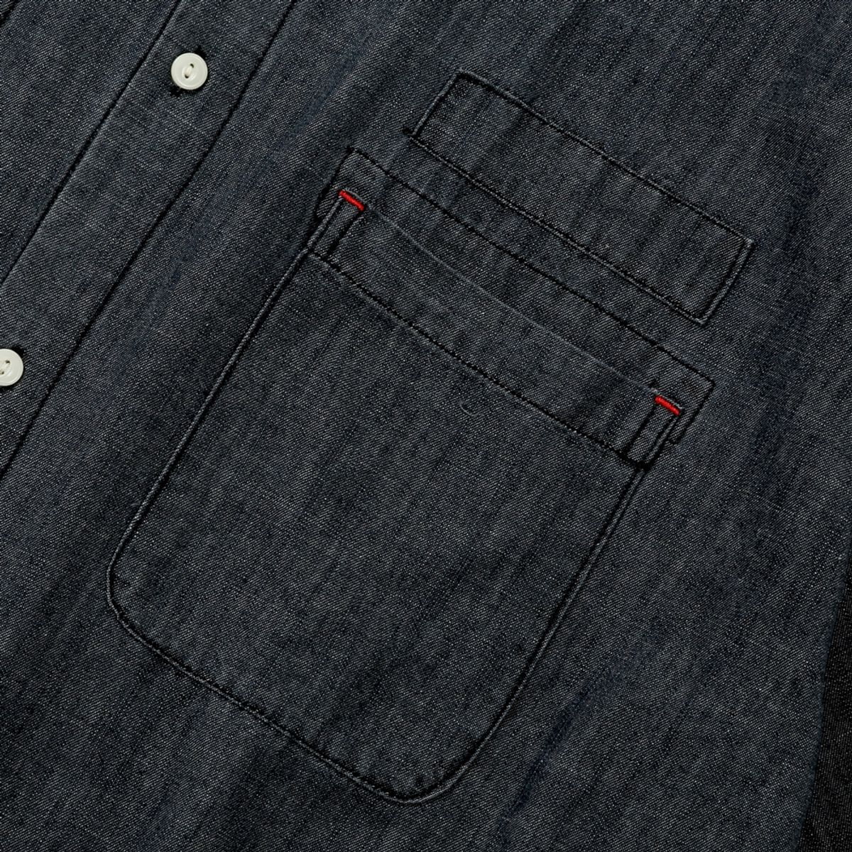 컬럼비아 유니버시티(COLUMBIA UNIVERSITY) SL-LABEL BIG POCKET DENIM S/S SHIRTS 블랙데님