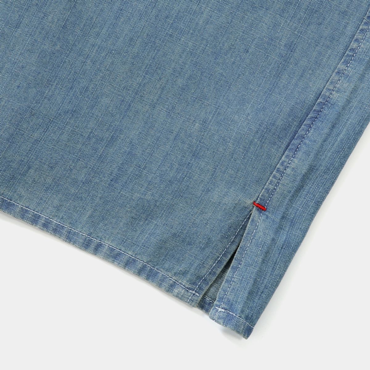 컬럼비아 유니버시티(COLUMBIA UNIVERSITY) SL-LABEL BIG POCKET DENIM S/S SHIRTS 라이트데님