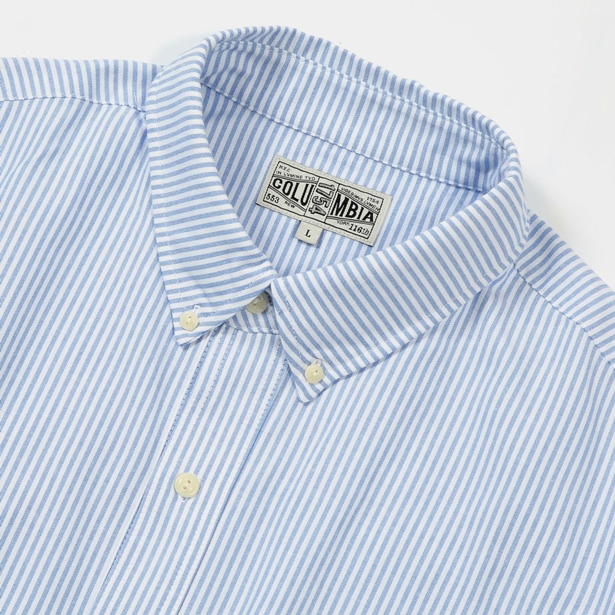 컬럼비아 유니버시티(COLUMBIA UNIVERSITY) SL-LABEL ONE POCKET OXFORD S/S SHIRTS 블루스트라이프