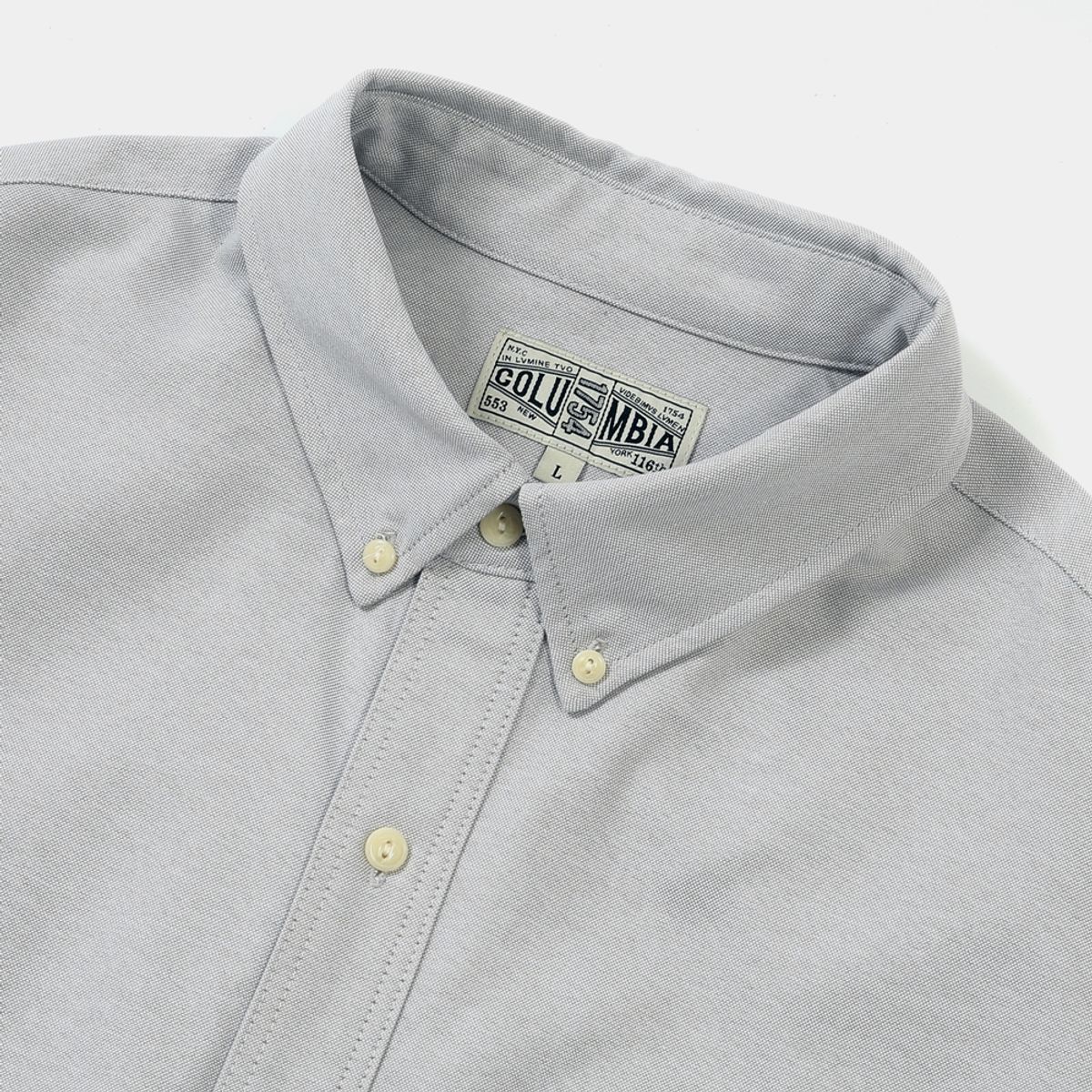 컬럼비아 유니버시티(COLUMBIA UNIVERSITY) SL-LABEL ONE POCKET OXFORD S/S SHIRTS 그레이
