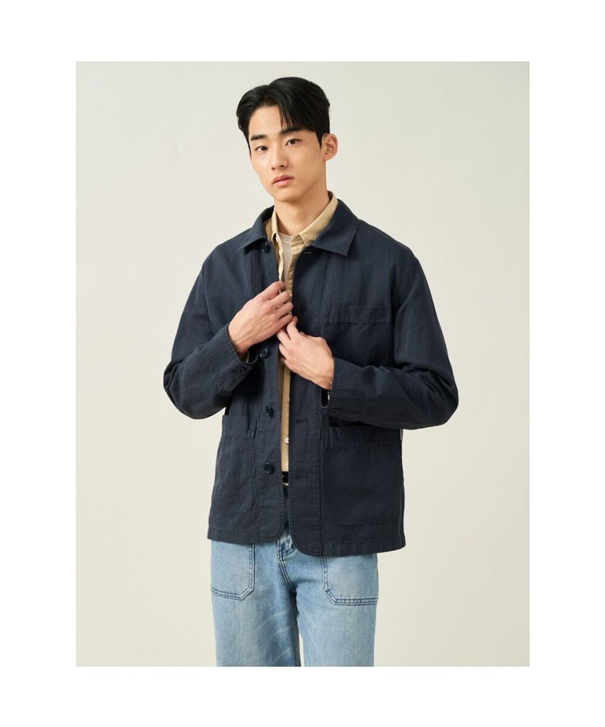 빈폴 멘(BEANPOLE MEN) 가먼트다잉 워크 재킷  네이비 (BC5211C13R)
