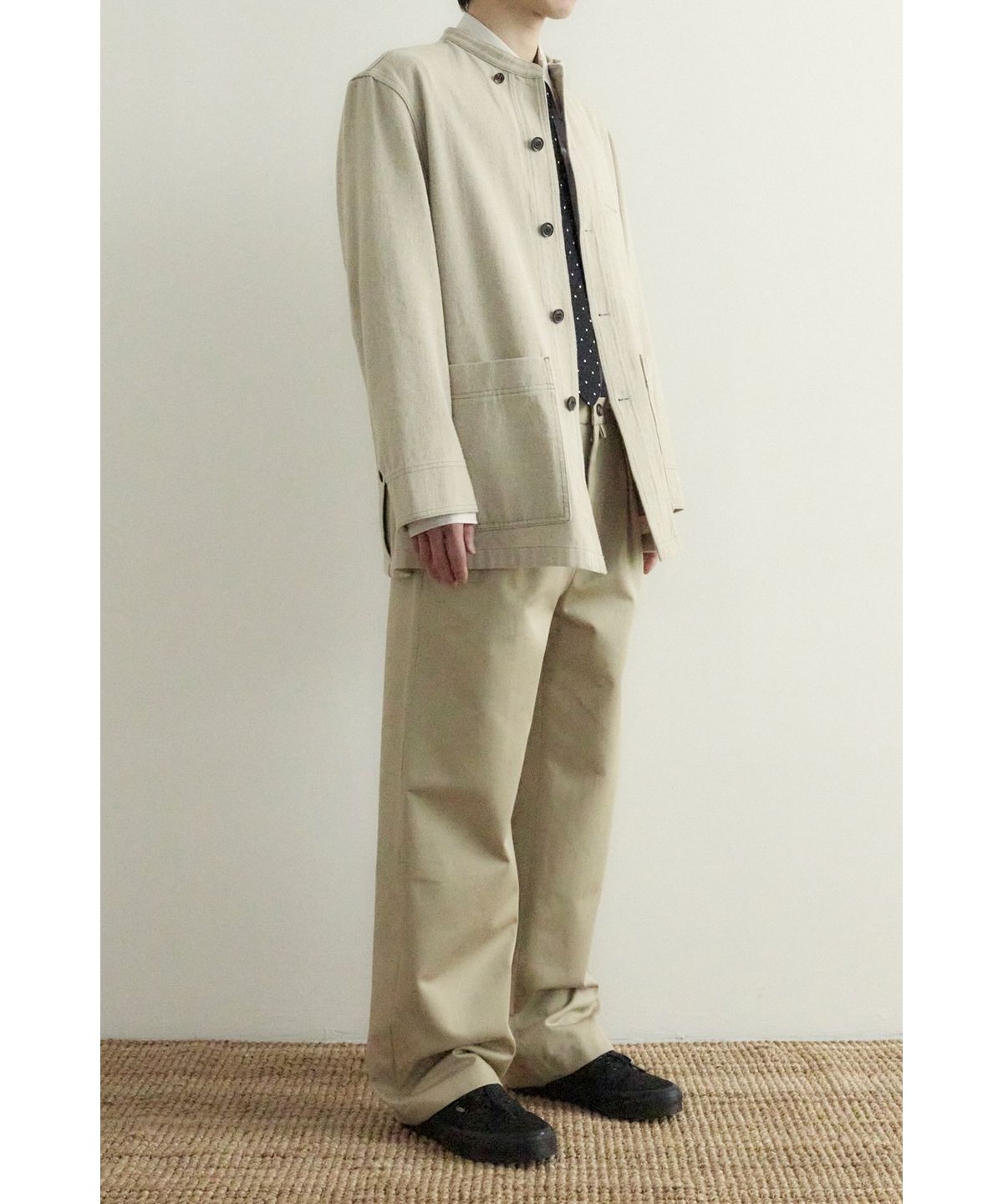 유스(YOUTH) Stand Collar Work Jacket - Beige