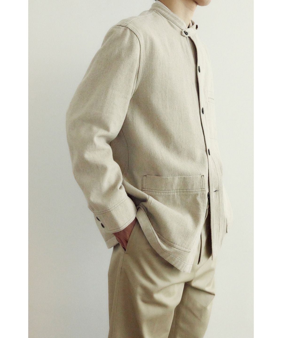 유스(YOUTH) Stand Collar Work Jacket - Beige