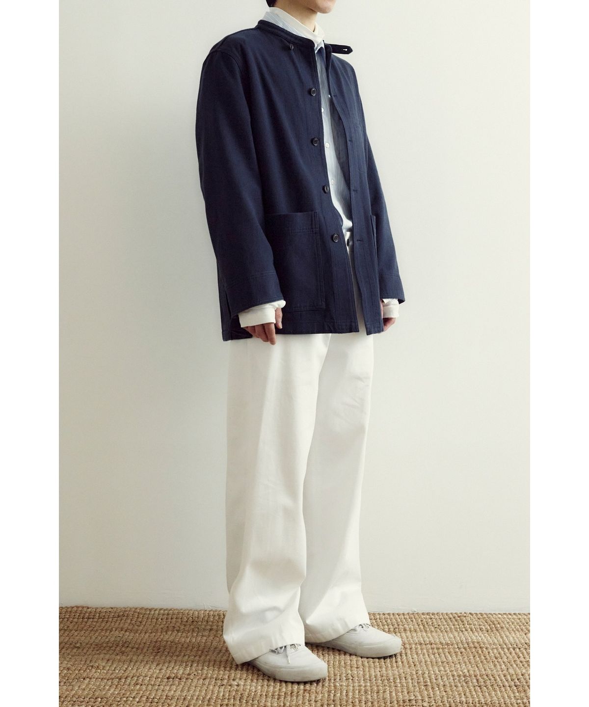 유스(YOUTH) Stand Collar Work Jacket - Dark Navy
