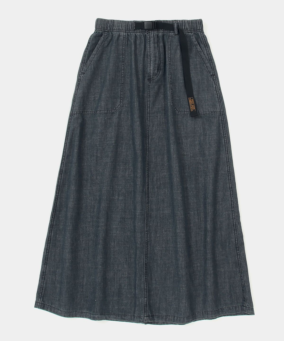 컬럼비아 유니버시티(COLUMBIA UNIVERSITY) COLUMBIA TRAJAN LABEL BELTED DENIM LONG SKIRTS 블랙데님