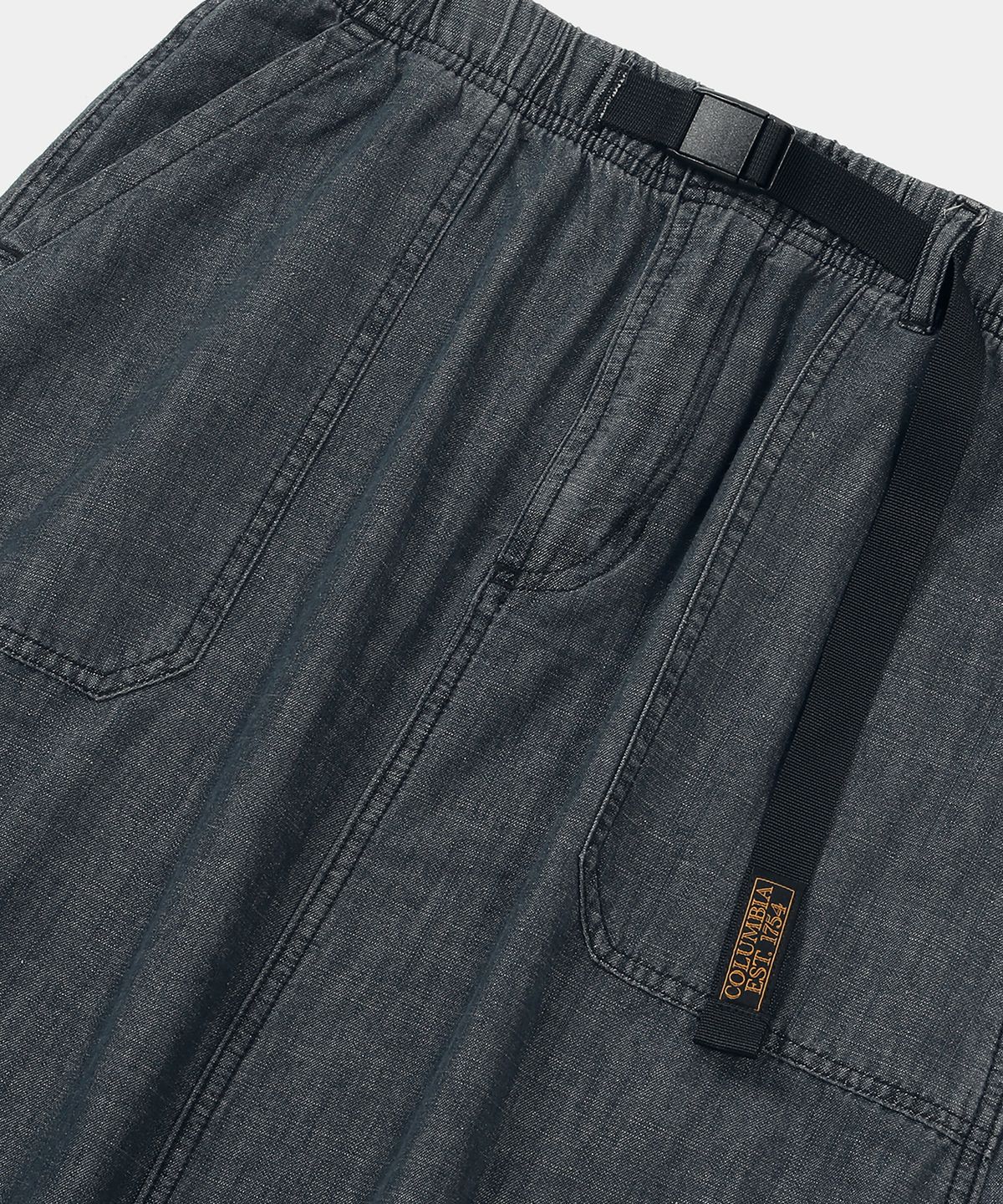컬럼비아 유니버시티(COLUMBIA UNIVERSITY) COLUMBIA TRAJAN LABEL BELTED DENIM LONG SKIRTS 블랙데님