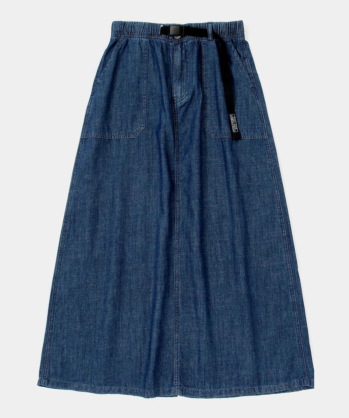 컬럼비아 유니버시티(COLUMBIA UNIVERSITY) COLUMBIA TRAJAN LABEL BELTED DENIM LONG SKIRTS 미드나잇데님