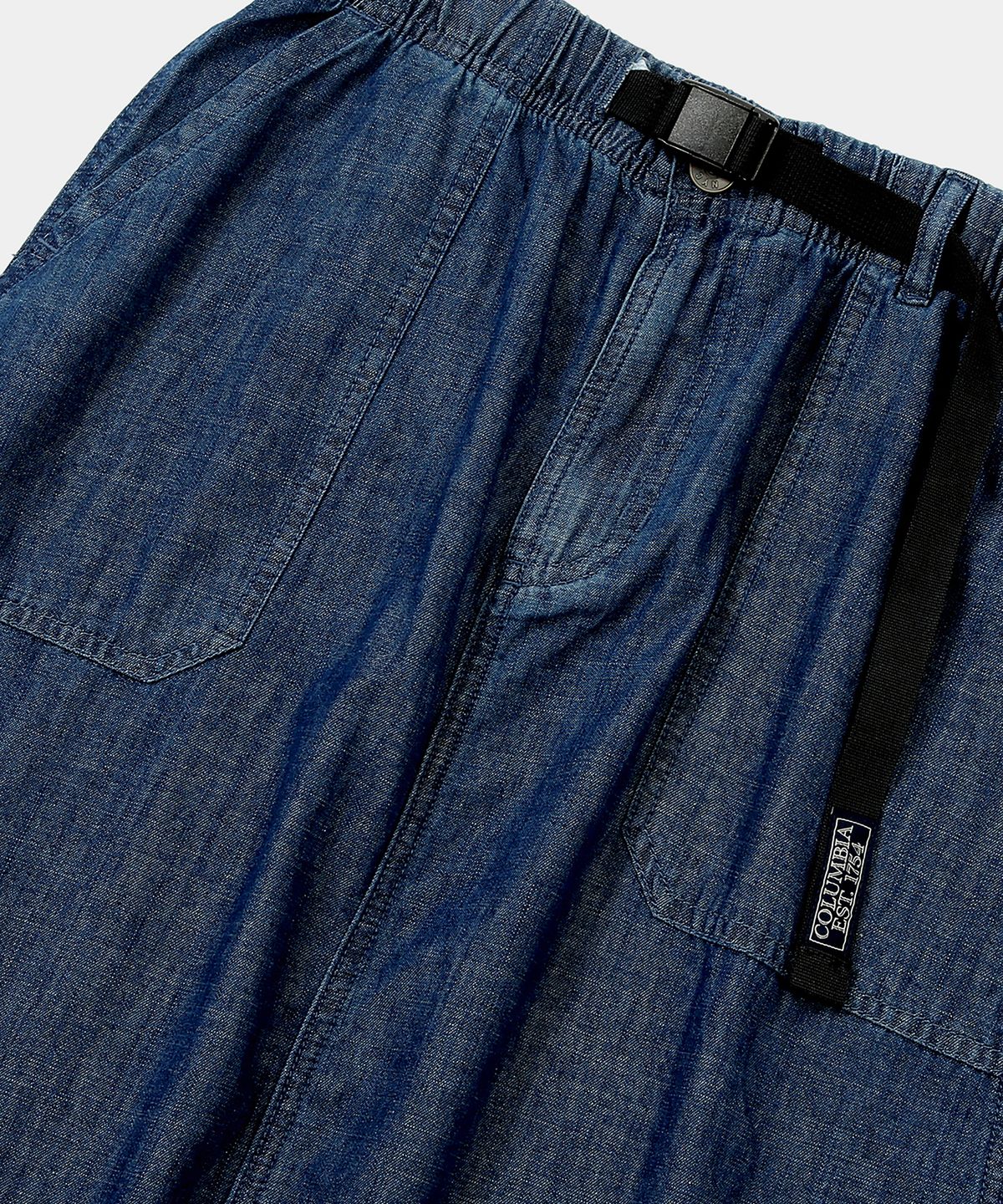컬럼비아 유니버시티(COLUMBIA UNIVERSITY) COLUMBIA TRAJAN LABEL BELTED DENIM LONG SKIRTS 미드나잇데님