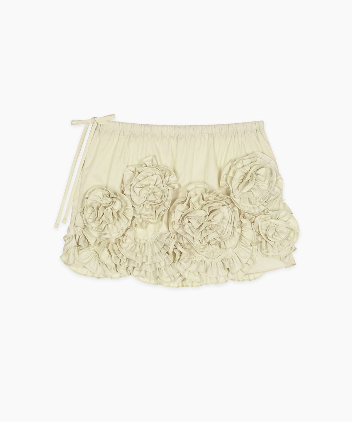 시눈(SINOON) [이시안,미연,모모,조이 착용] Rose Frill Mini Skirt (Cream Yellow)