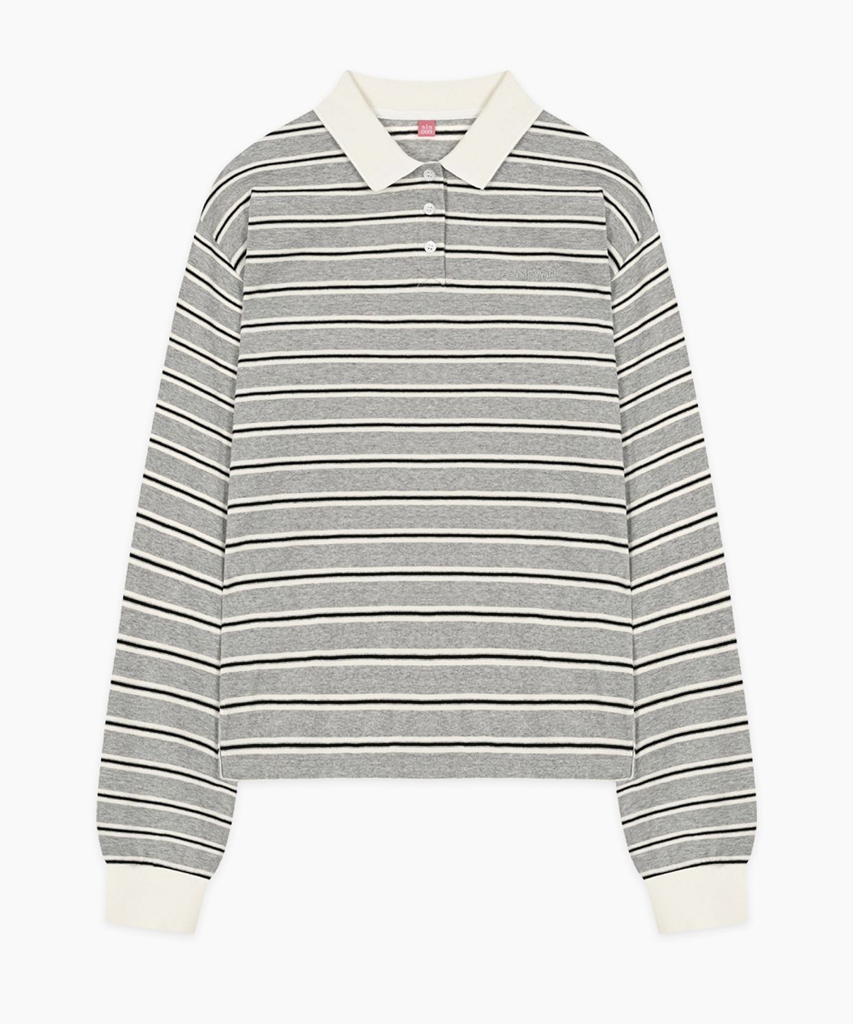 시눈(SINOON) Stripe PK Shirt (Melange Grey)