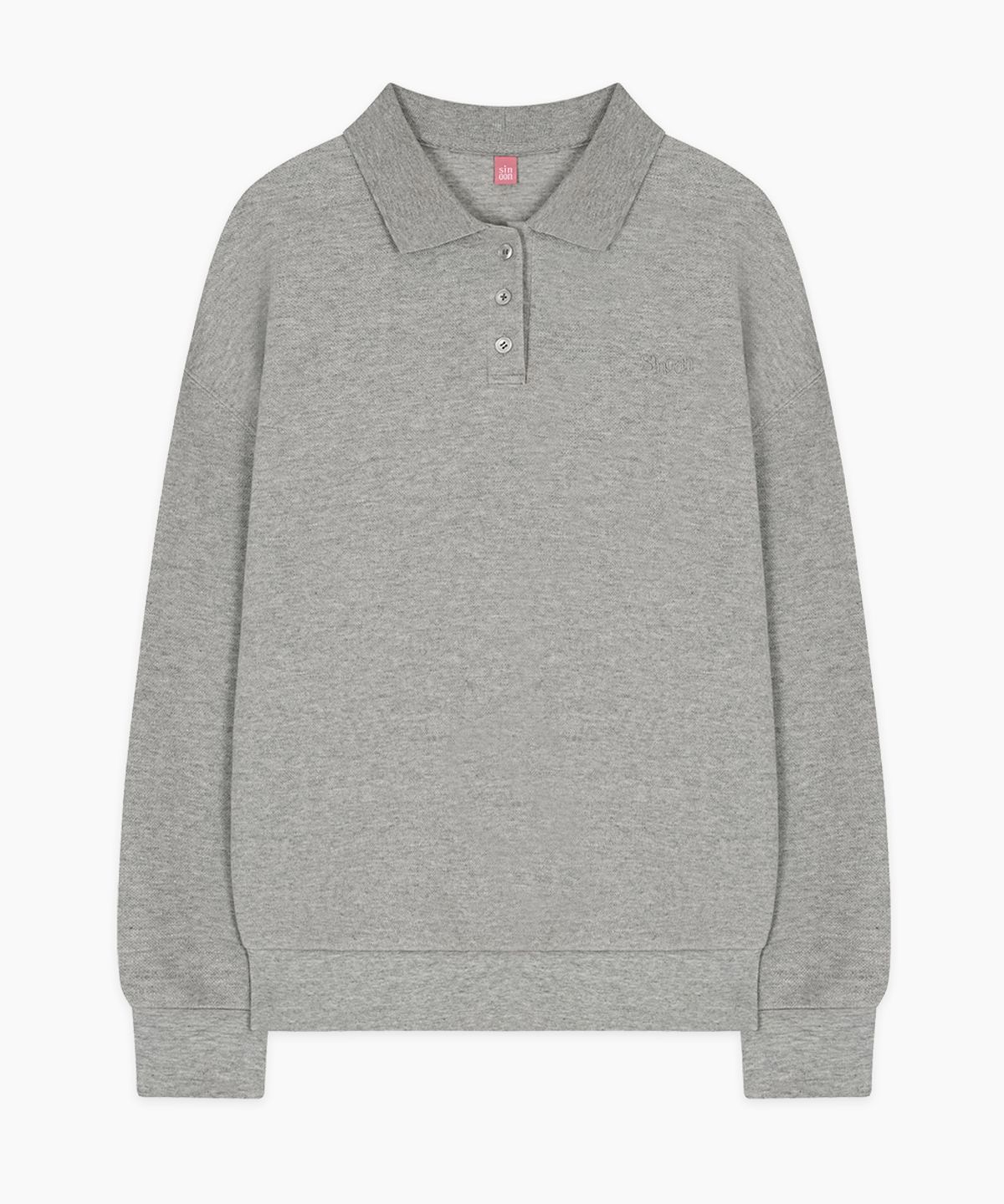 시눈(SINOON) Logo Collar Sweatshirt (Melange Grey)