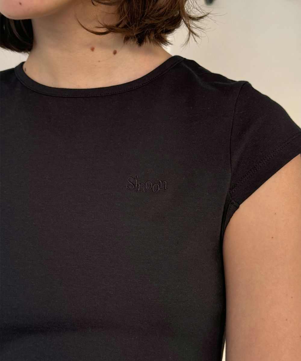 【Sinoon】 Logo Cap Sleeve T-shirt 4色 MUSINSA公式 | SINOON Logo Cap Sleeve T-shirt (Black)