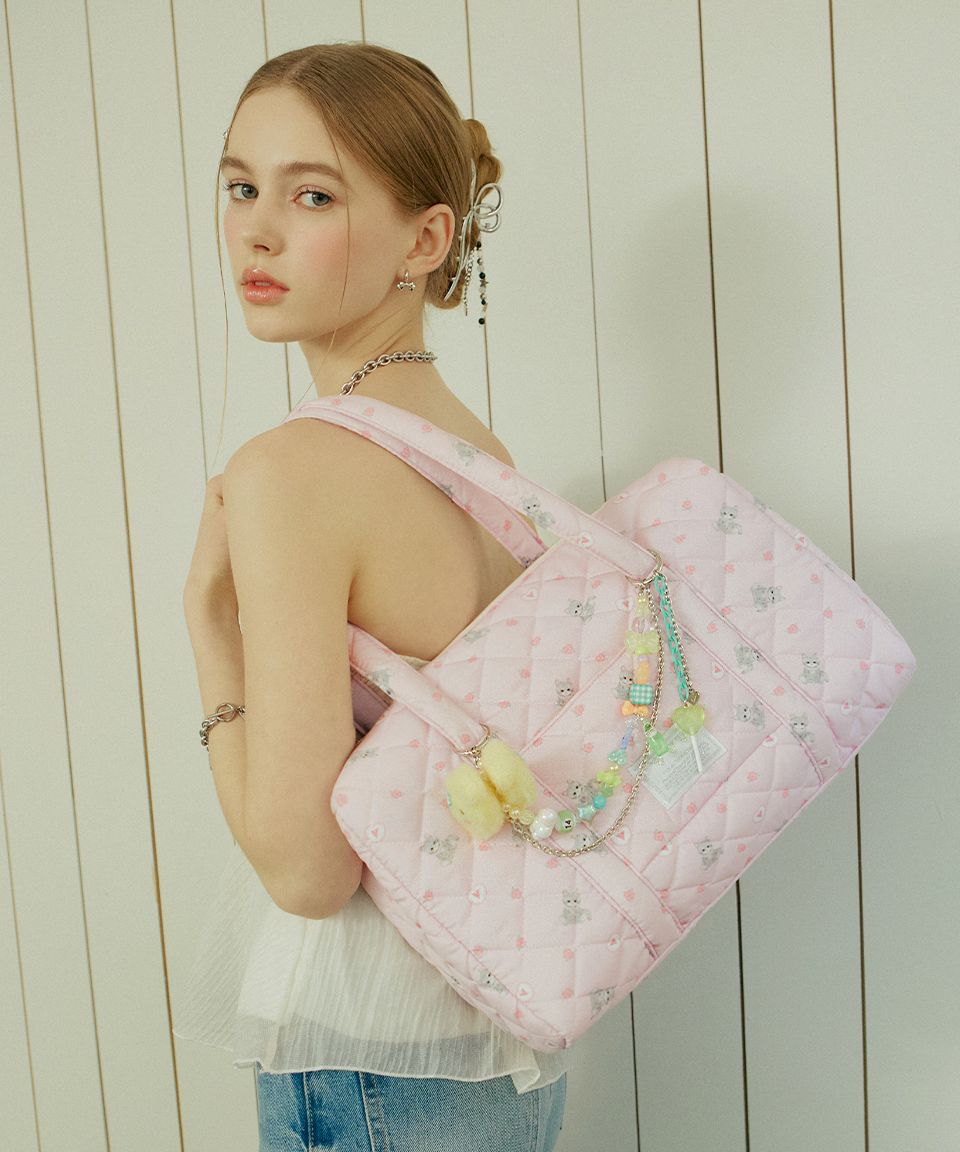 MUSINSA公式 | VVV ココキルティングトートショルダーバッグ_ピンク