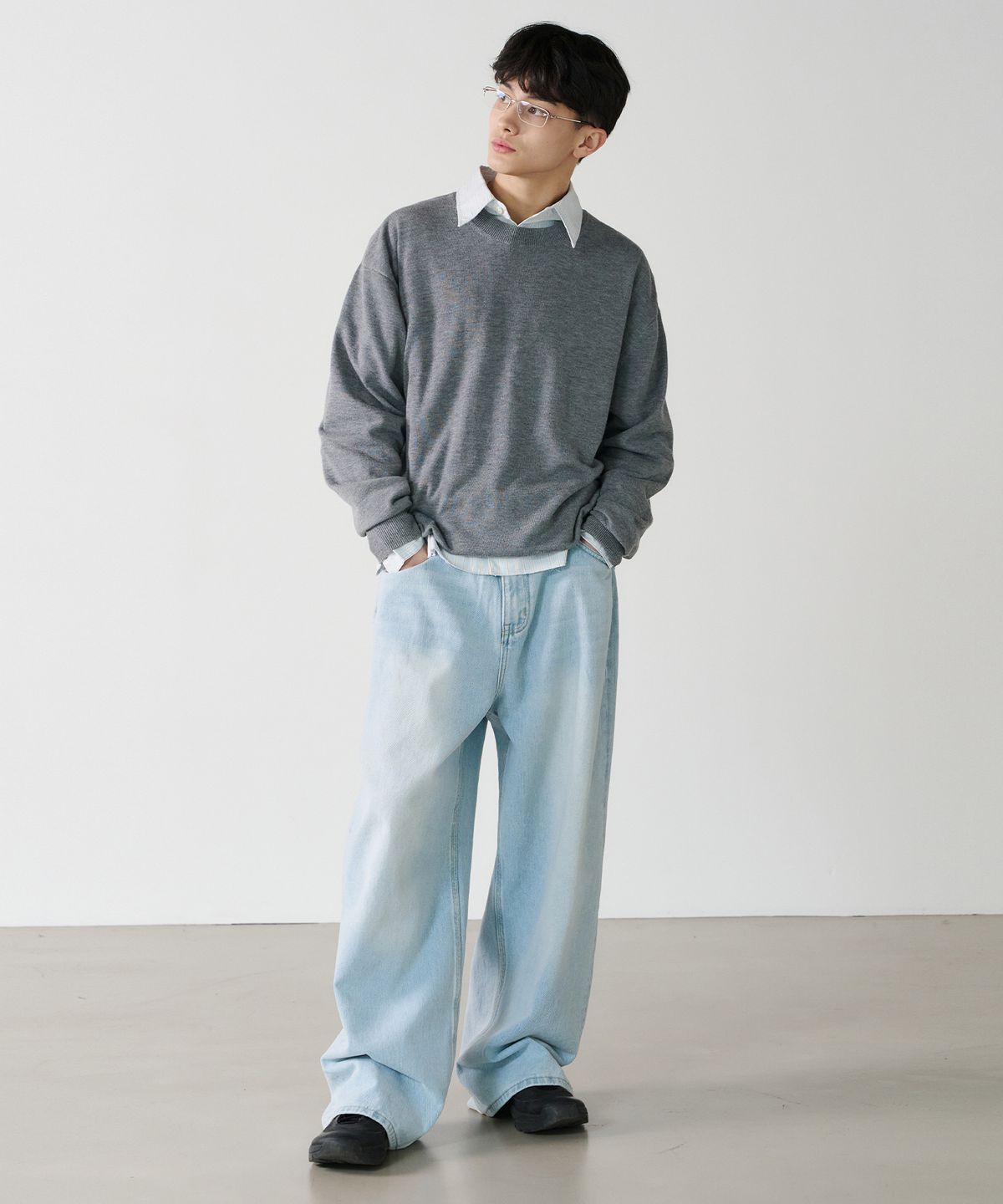 노운(NOUN) wide denim pants (light blue)