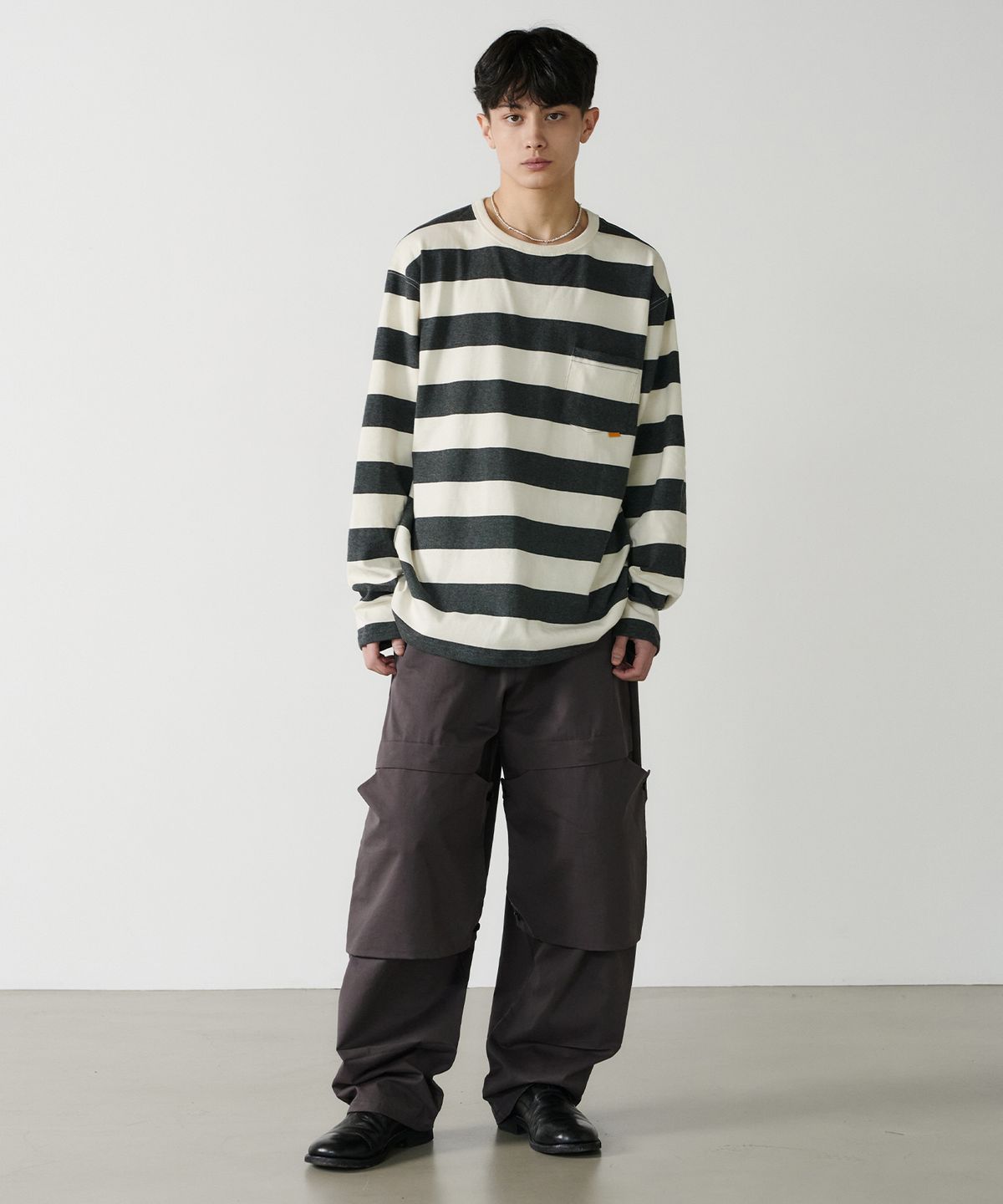 노운(NOUN) stripe long sleeves (charcoal)