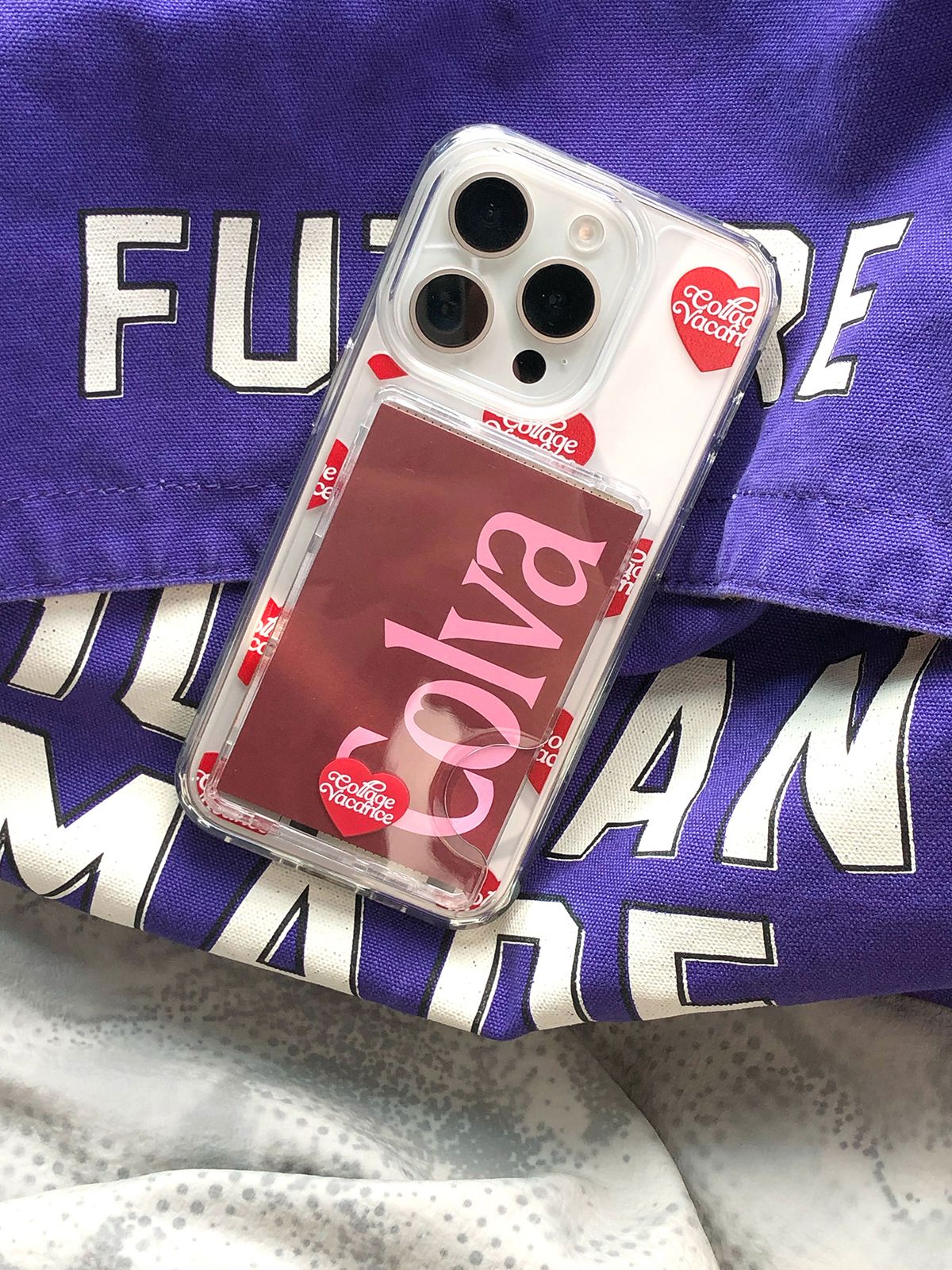 꼴라주바캉스(COLLAGEVACANCE) Lettering Heart Logo Pattern MagSafe Card Wallet (맥세이프 카드지갑)