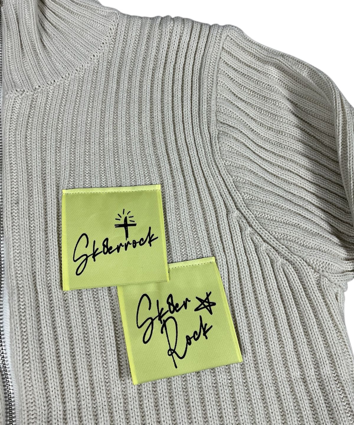 스케이터락(SK8ER ROCK) Post-It Knit Zip-Up Jacket ((cream))