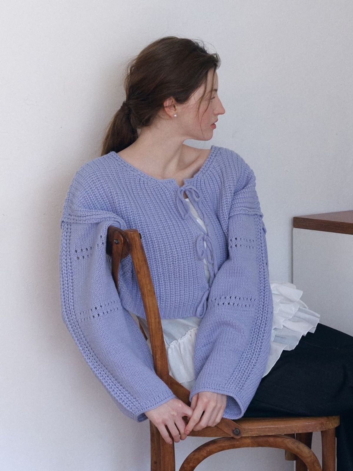 패브릭서울(FABRICSEOUL) ribbon hachi sweater cardigan_blue
