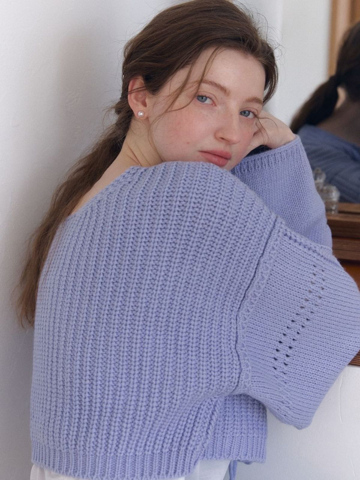 패브릭서울(FABRICSEOUL) ribbon hachi sweater cardigan_blue