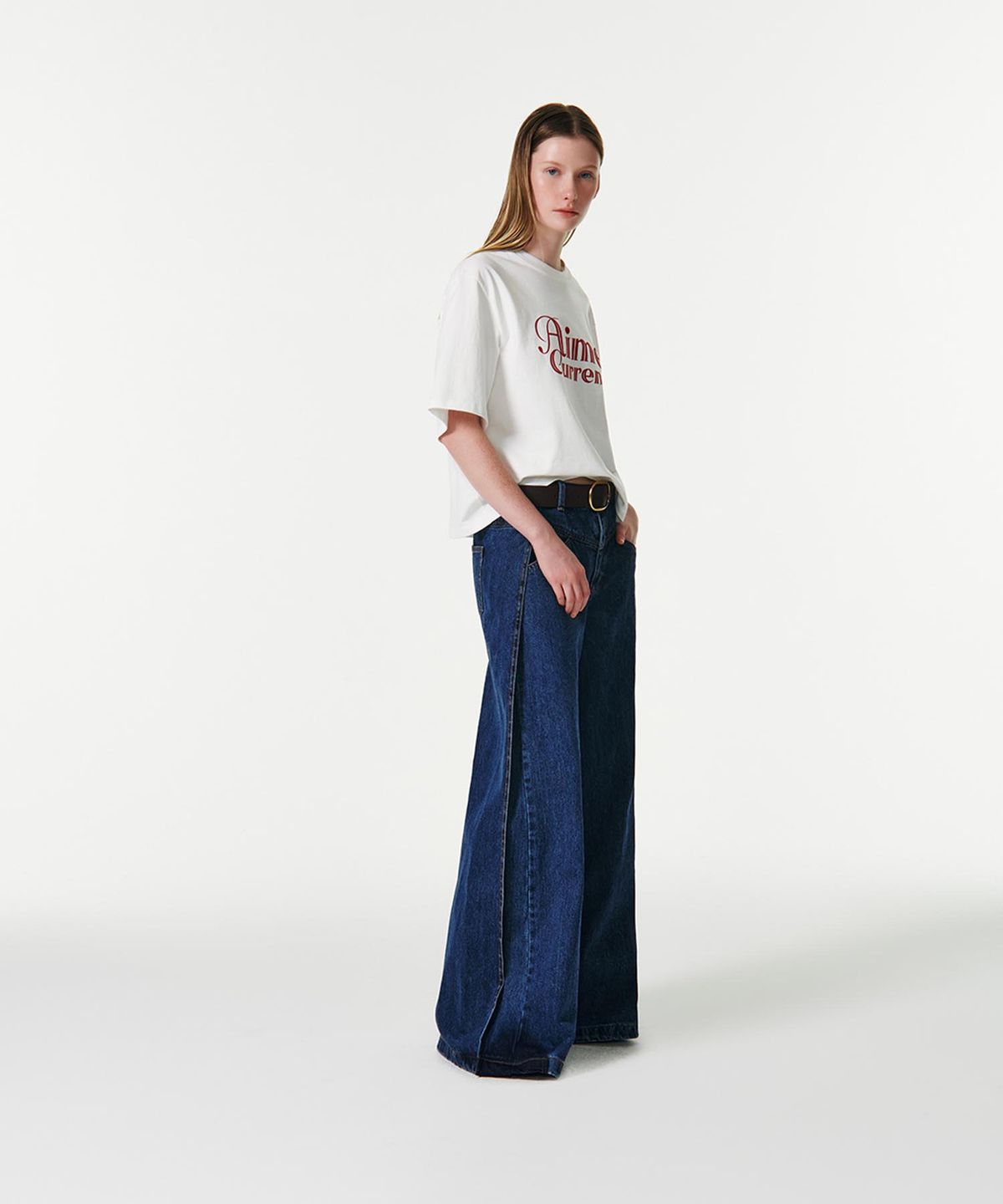 커렌트(CURRENT) AIME CROP HALF SLEEVES T-SHIRT [WHITE]