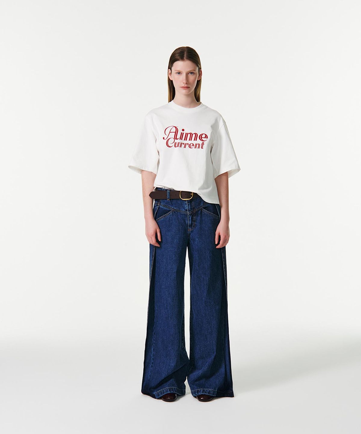 커렌트(CURRENT) AIME CROP HALF SLEEVES T-SHIRT [WHITE]