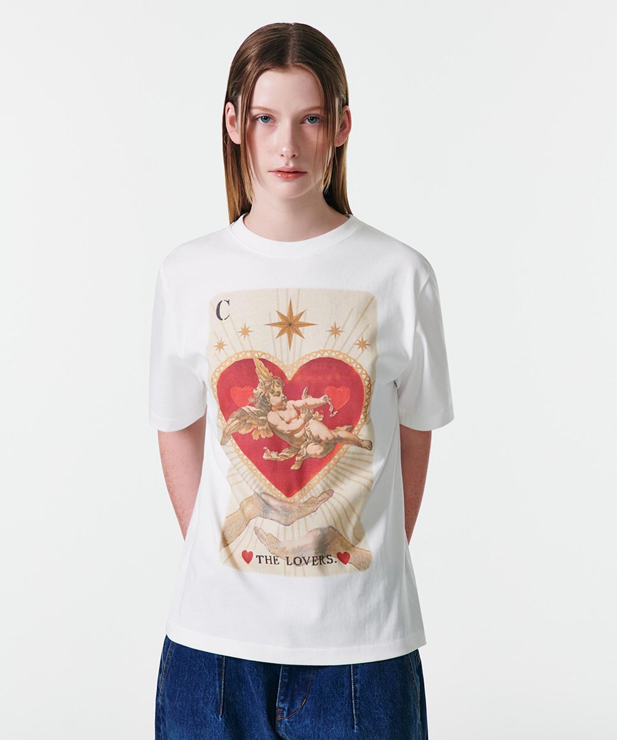 커렌트(CURRENT) THE LOVERS TAROT GRAPHIC T-SHIRT [WHITE]