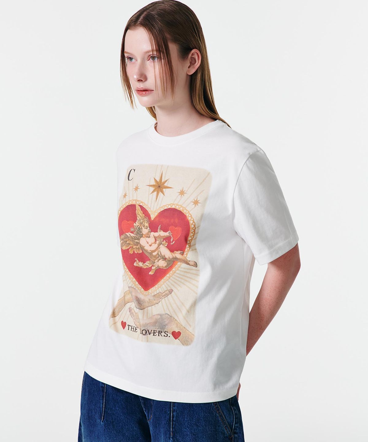 커렌트(CURRENT) THE LOVERS TAROT GRAPHIC T-SHIRT [WHITE]