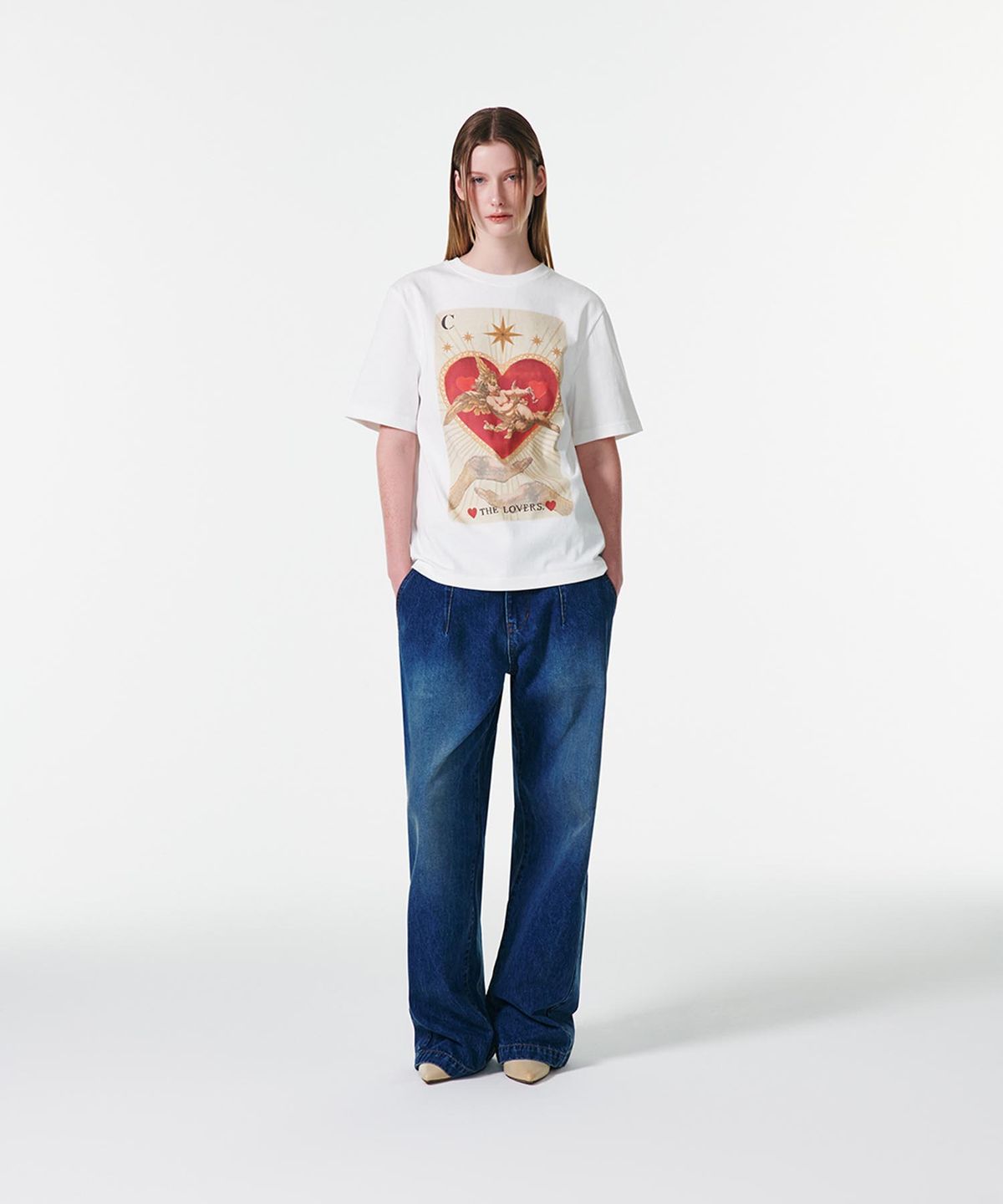 커렌트(CURRENT) THE LOVERS TAROT GRAPHIC T-SHIRT [WHITE]