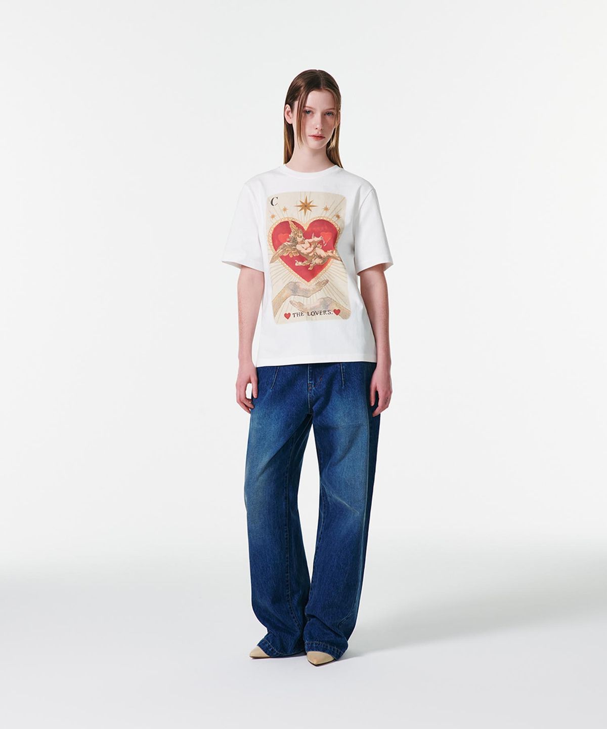 커렌트(CURRENT) THE LOVERS TAROT GRAPHIC T-SHIRT [WHITE]