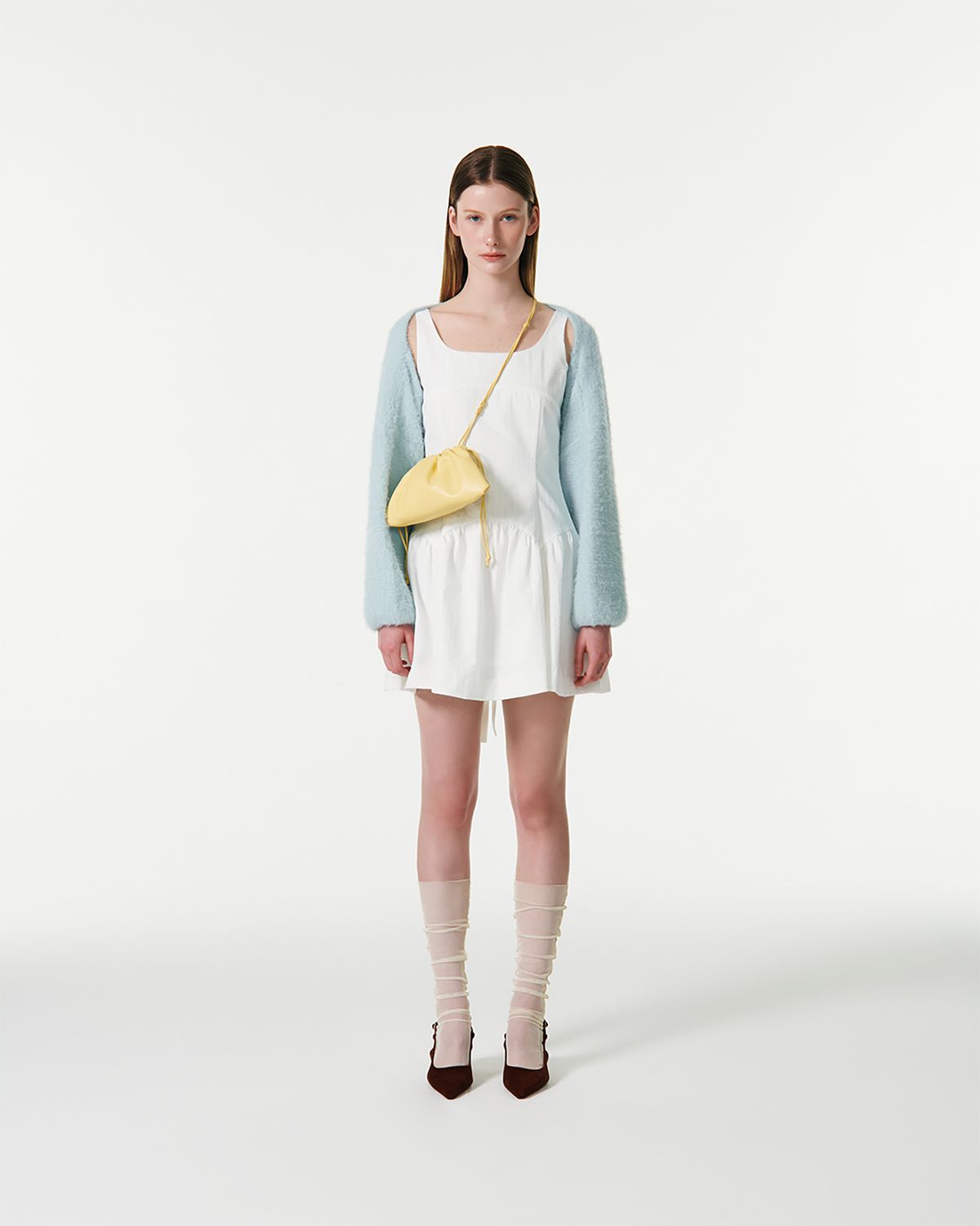 커렌트(CURRENT) CARRIE HAIRY KNIT BOLERO CARDIGAN [LIGHT BLUE]