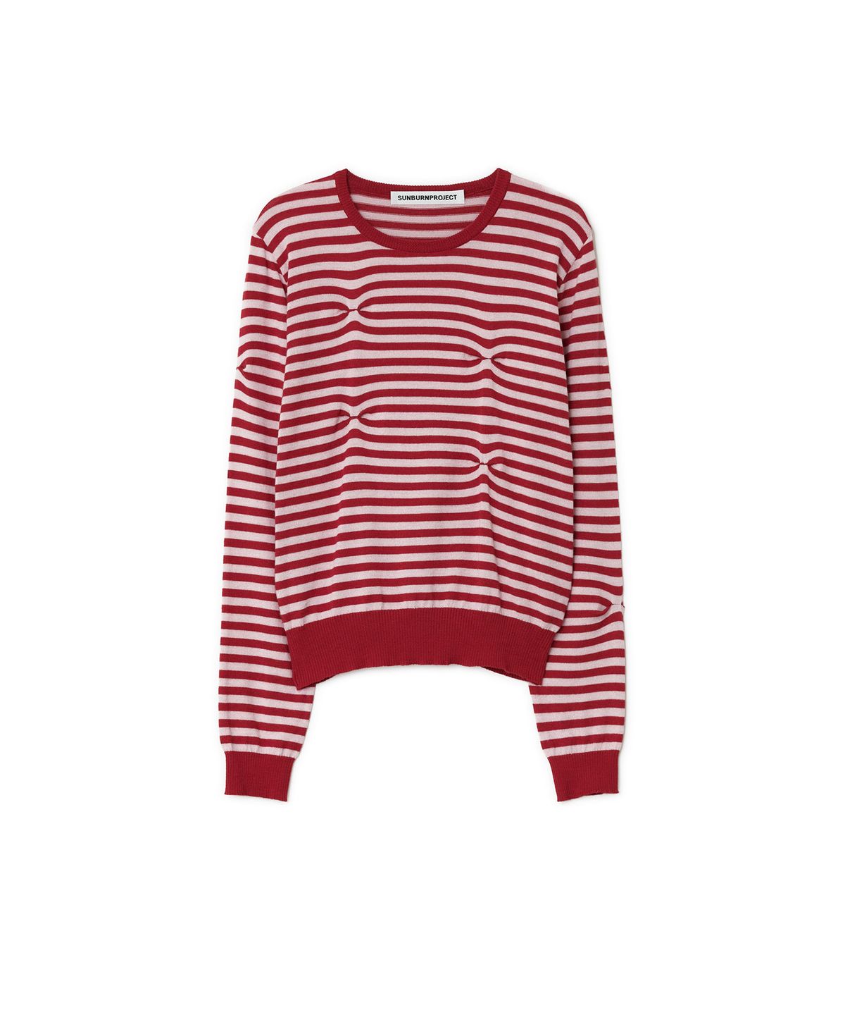 썬번프로젝트(SUNBURNPROJECT) Stitch Stripe Knit, RED