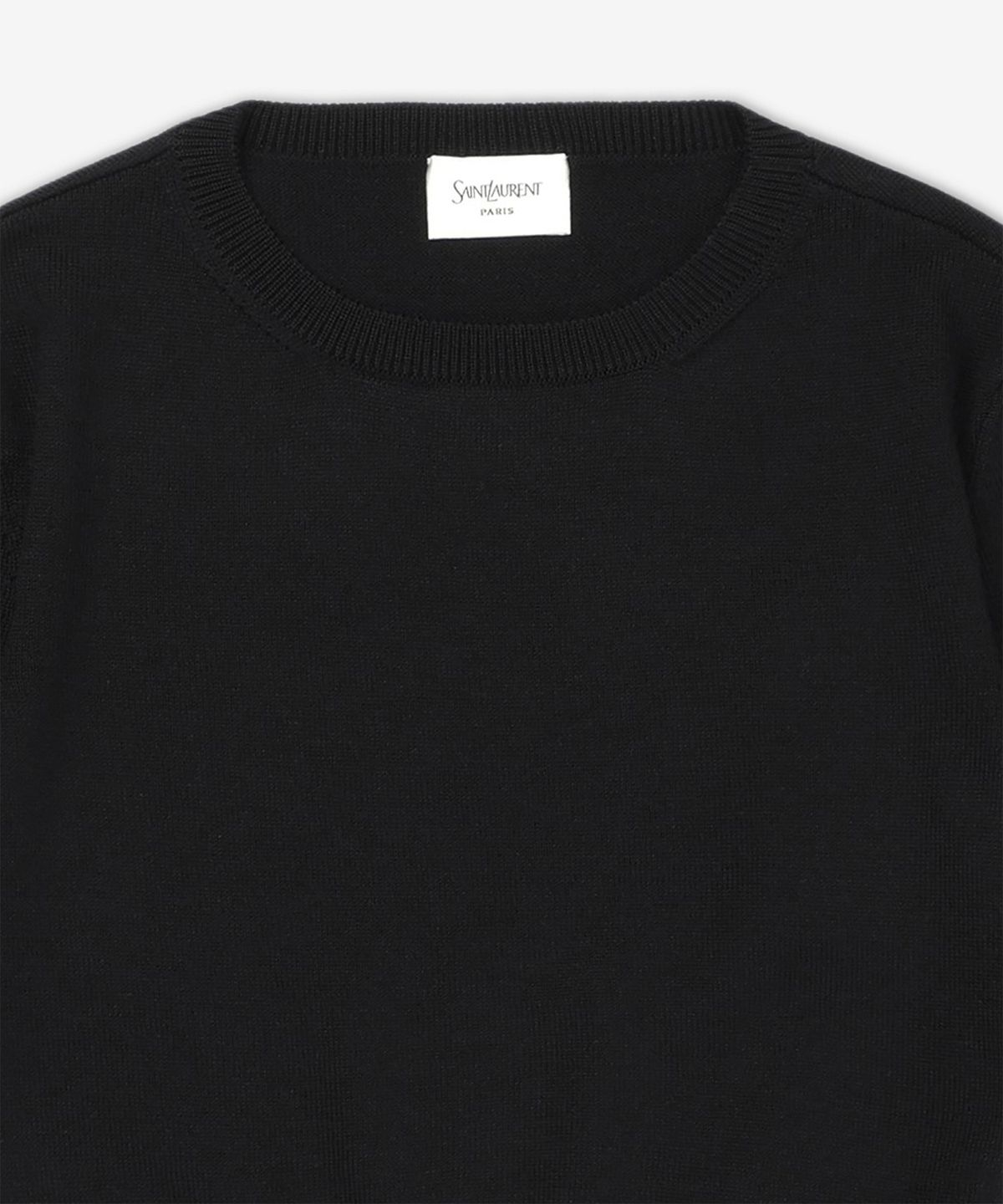 생로랑(SAINT LAURENT) 울 크롭 하프 슬리브 니트 - 블랙 / 818023Y76YJ1000