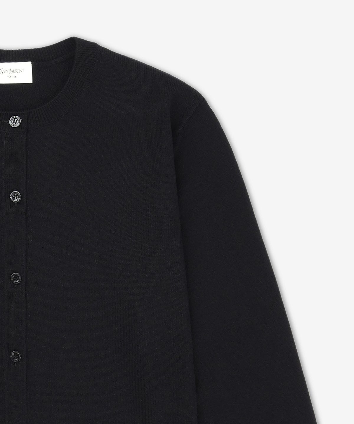 생로랑(SAINT LAURENT) 울 카상드르 자수 로고 가디건 - 블랙 / 823581Y77AZ1000
