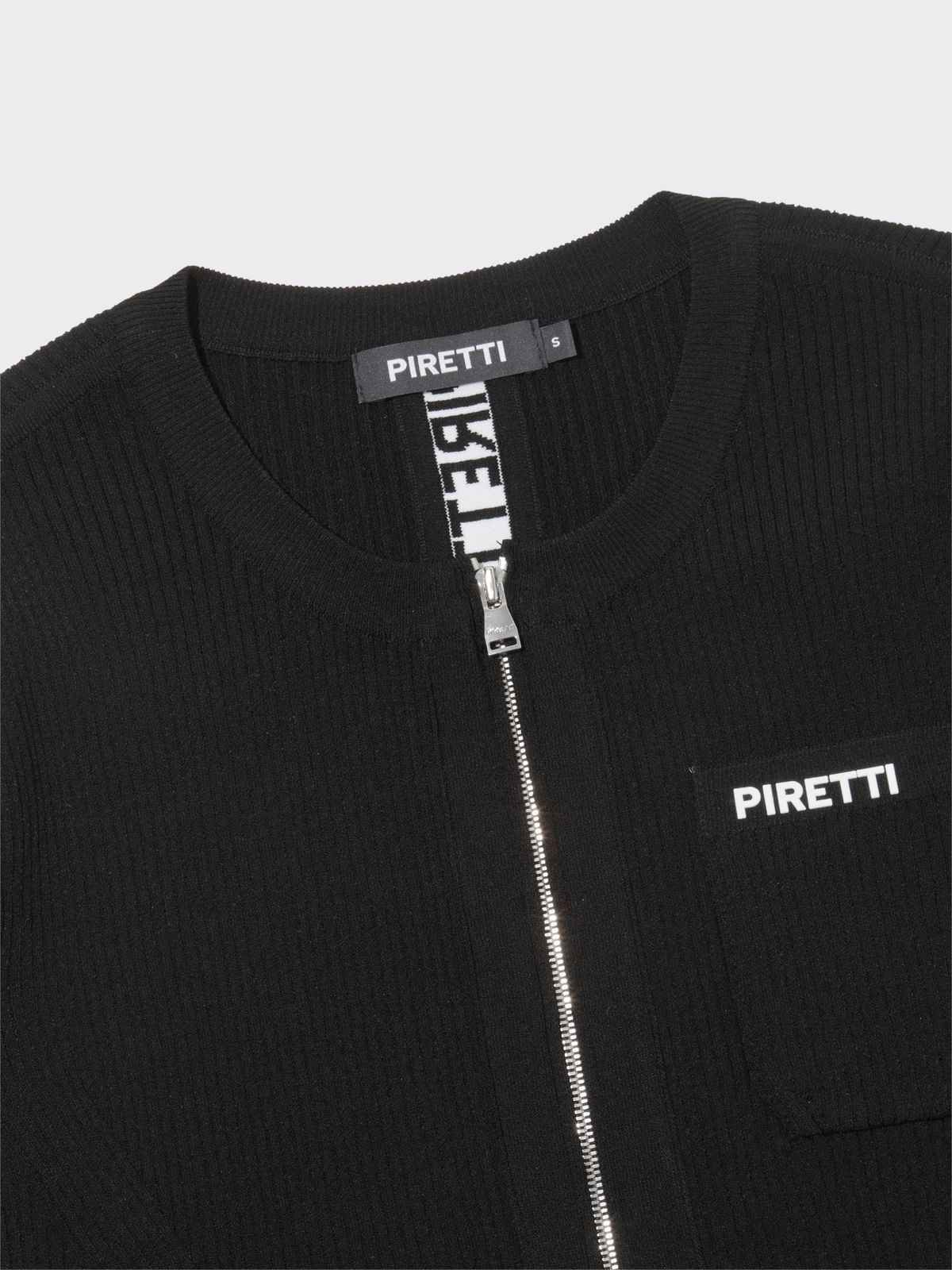 피레티(PIRETTI) 사보나 립조직 풀집업 W_Black