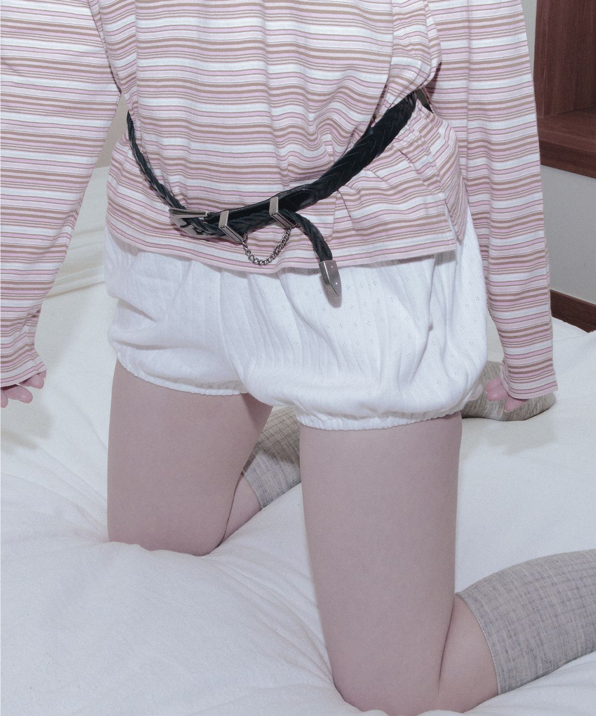 르마스크(LEMASQUE) BL026 체인 위빙 레더 남자 여자 가죽 벨트 22mm 블랙