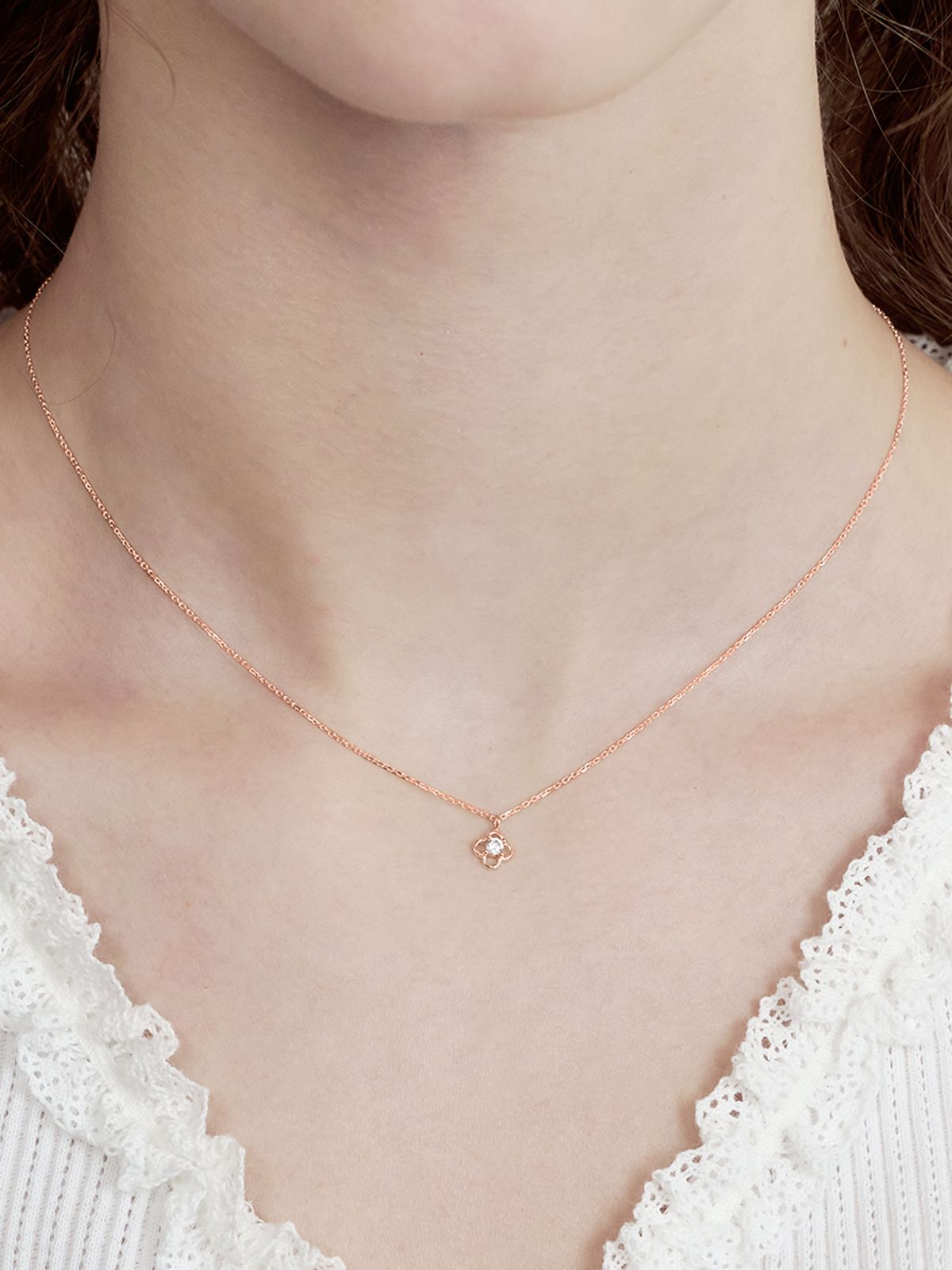 앵브록스(ENGBROX) [silver925] line flower cubic necklace