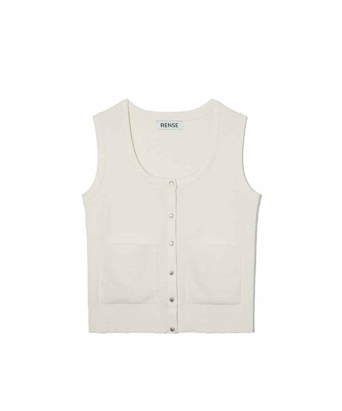 렌세(RENSE) Scoop Neck Rivet Sleeveless Knit Ivory