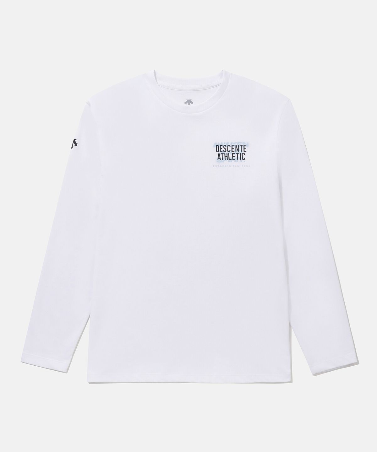 데상트(DESCENTE) 오버핏 그래픽 긴팔 티셔츠 화이트(SQ123UTL31)