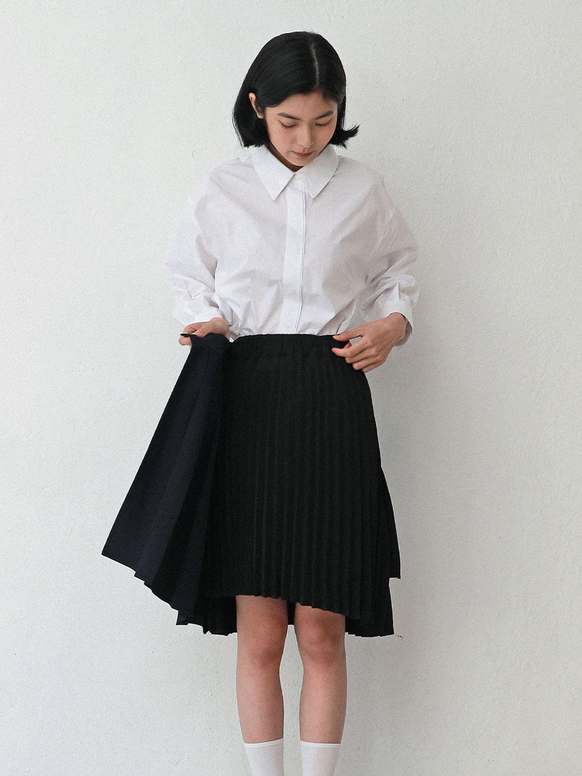 빈센트네이비(VINCENT NAVY) 플리츠 랩 스커트