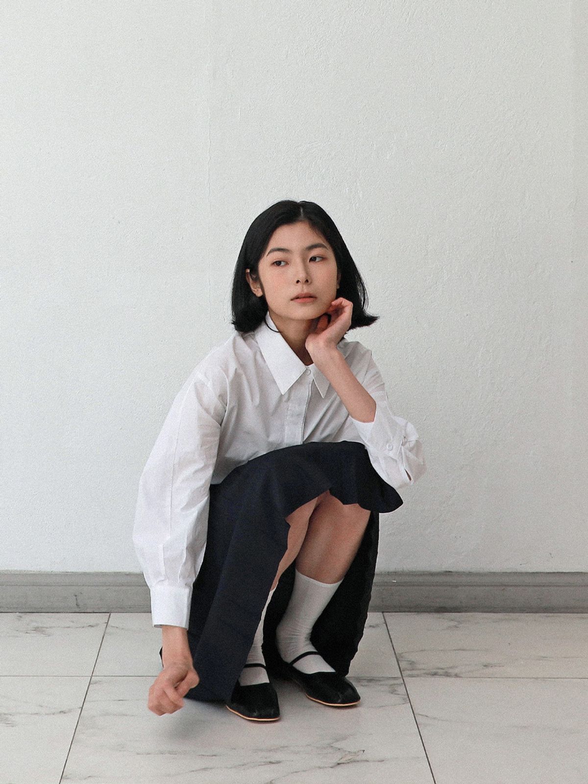 빈센트네이비(VINCENT NAVY) 플리츠 랩 스커트