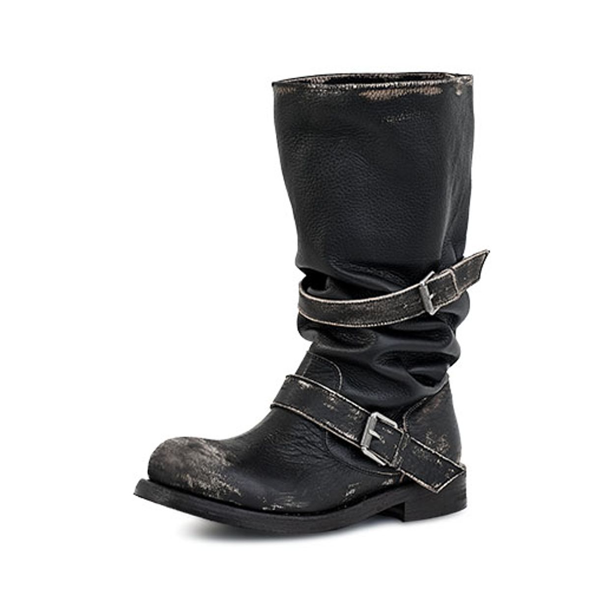 네거티브쓰리(NEGATIVE THREE) Slouchy Long Boots_Rub off black