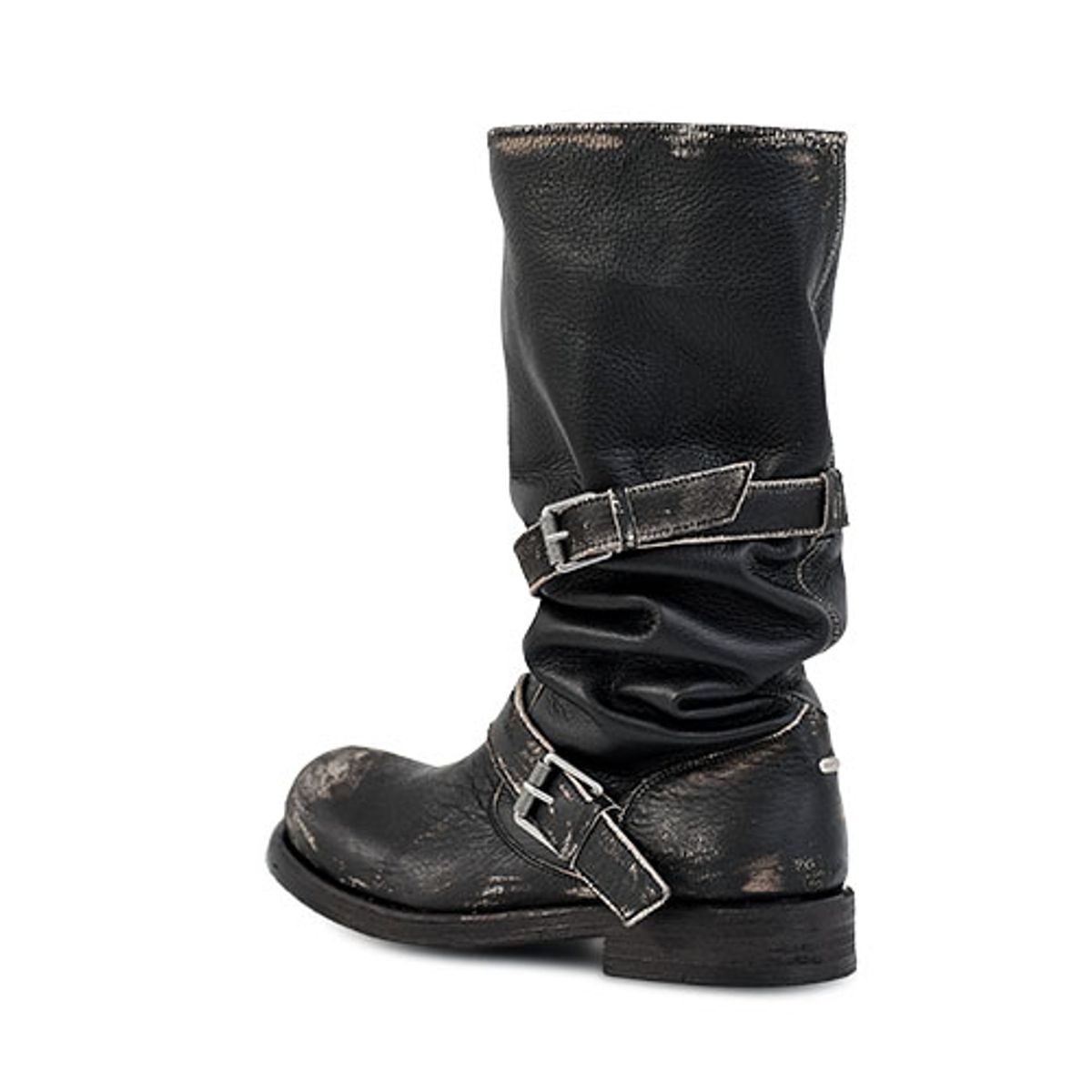 네거티브쓰리(NEGATIVE THREE) Slouchy Long Boots_Rub off black