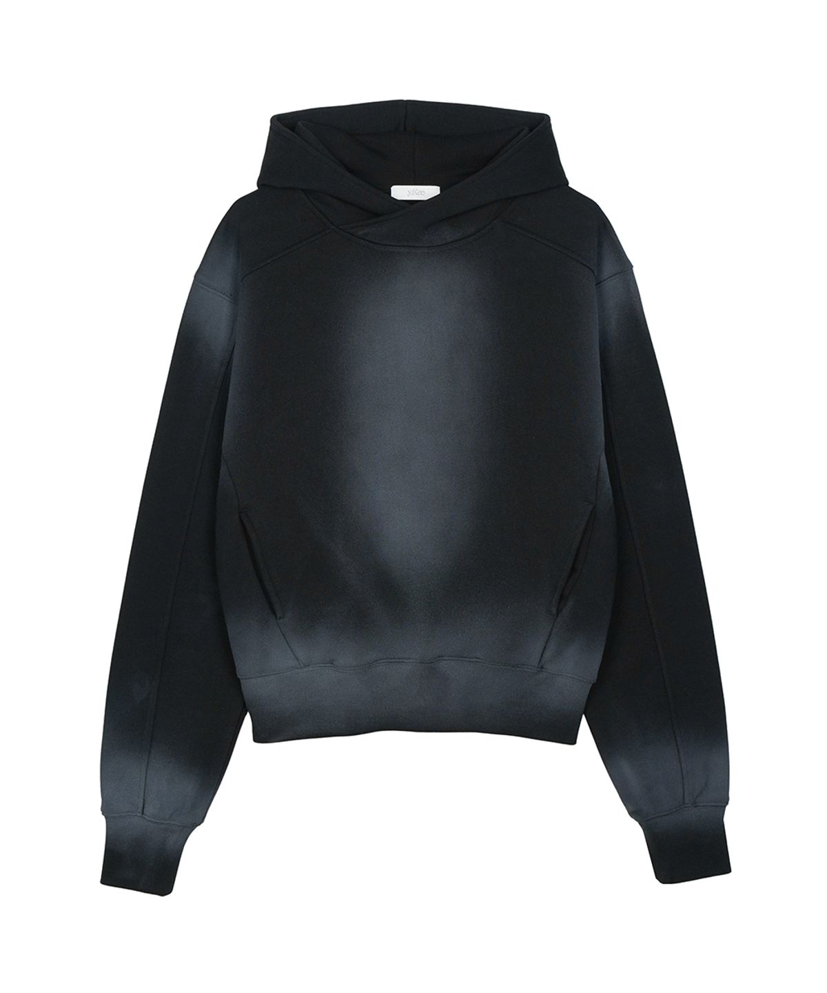 이예(YIYAE) Variation Spray Washed Crop Hoodie Black