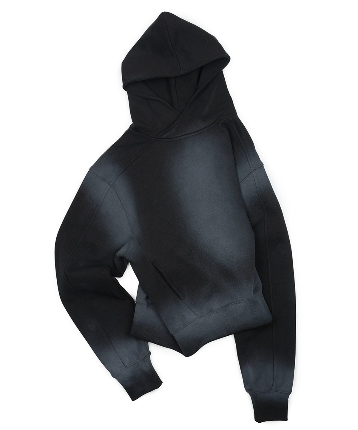이예(YIYAE) Variation Spray Washed Crop Hoodie Black