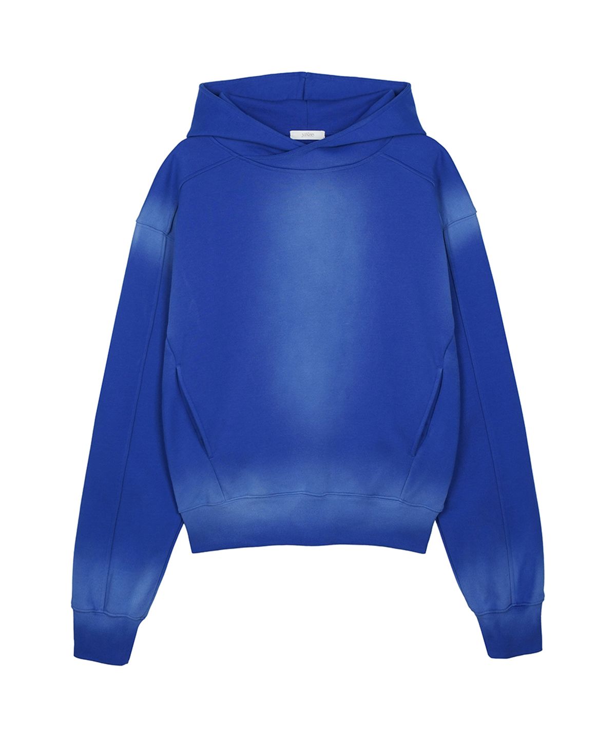 이예(YIYAE) Variation Spray Washed Crop Hoodie Blue