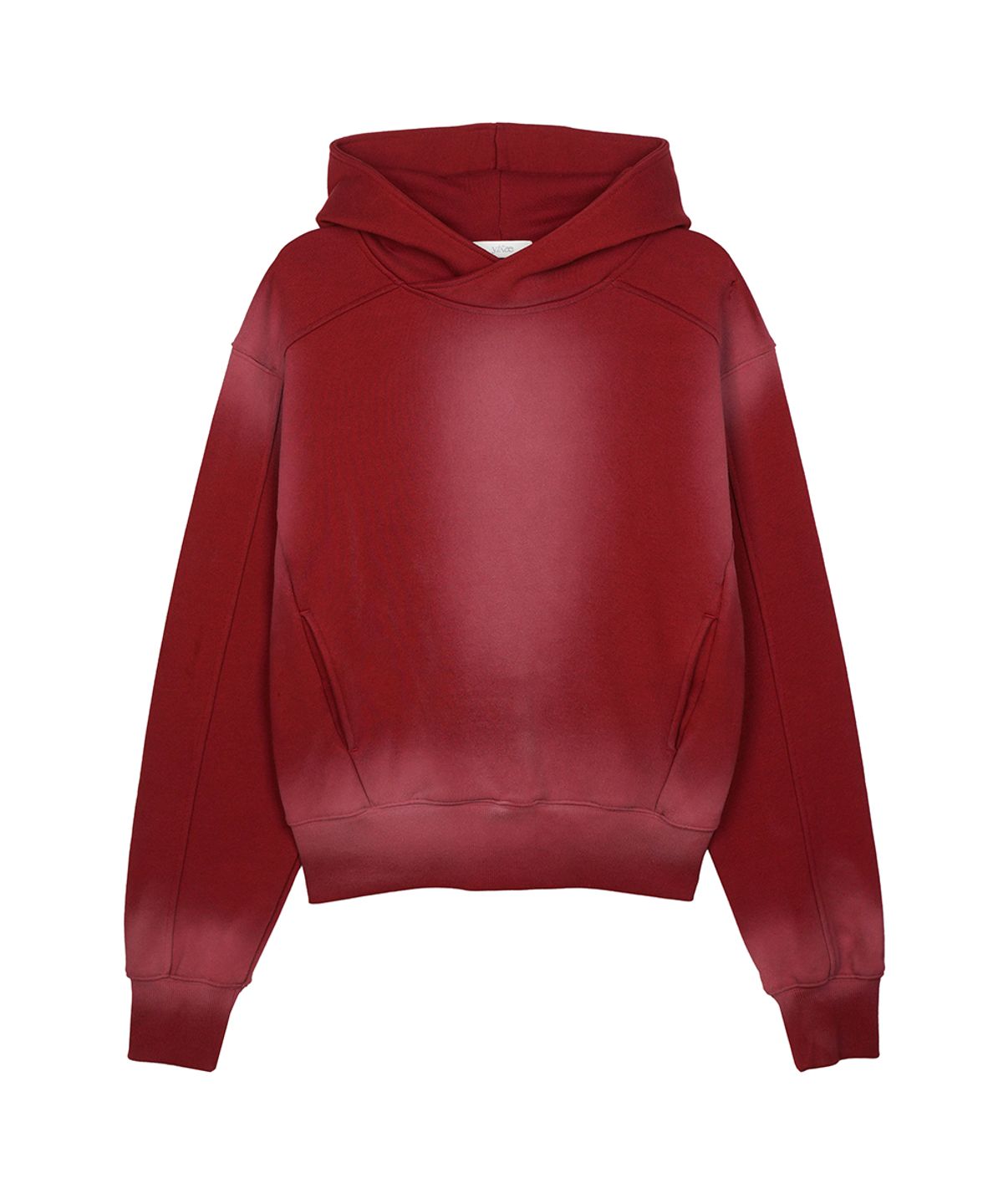 이예(YIYAE) Variation Spray Washed Crop Hoodie Wine