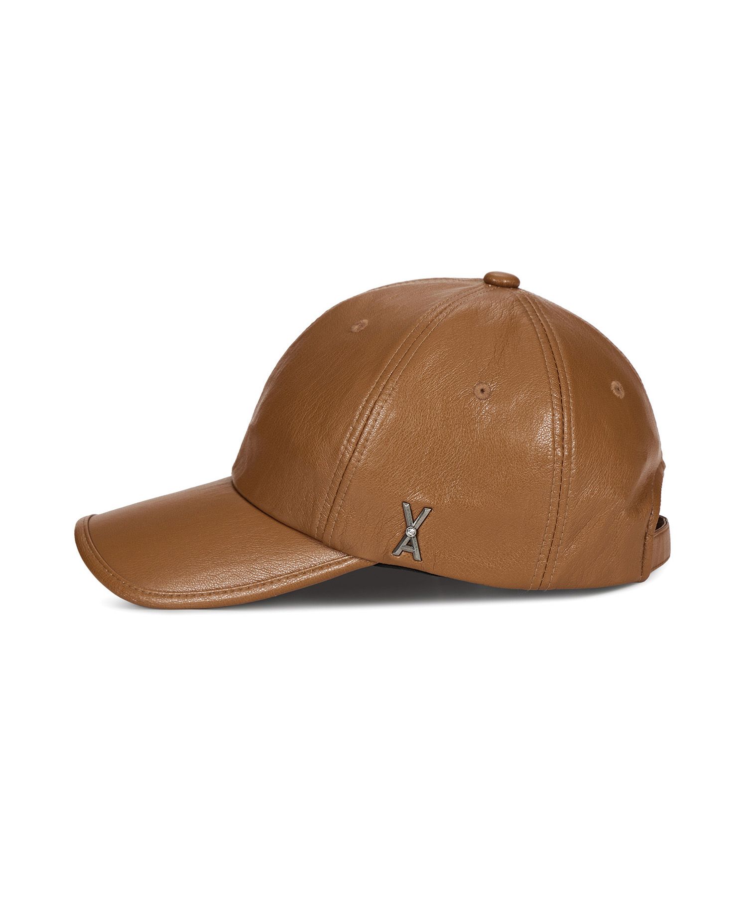 MUSINSA | VARZAR VA Cubic Stud Vegan Leather Ball Cap Camel