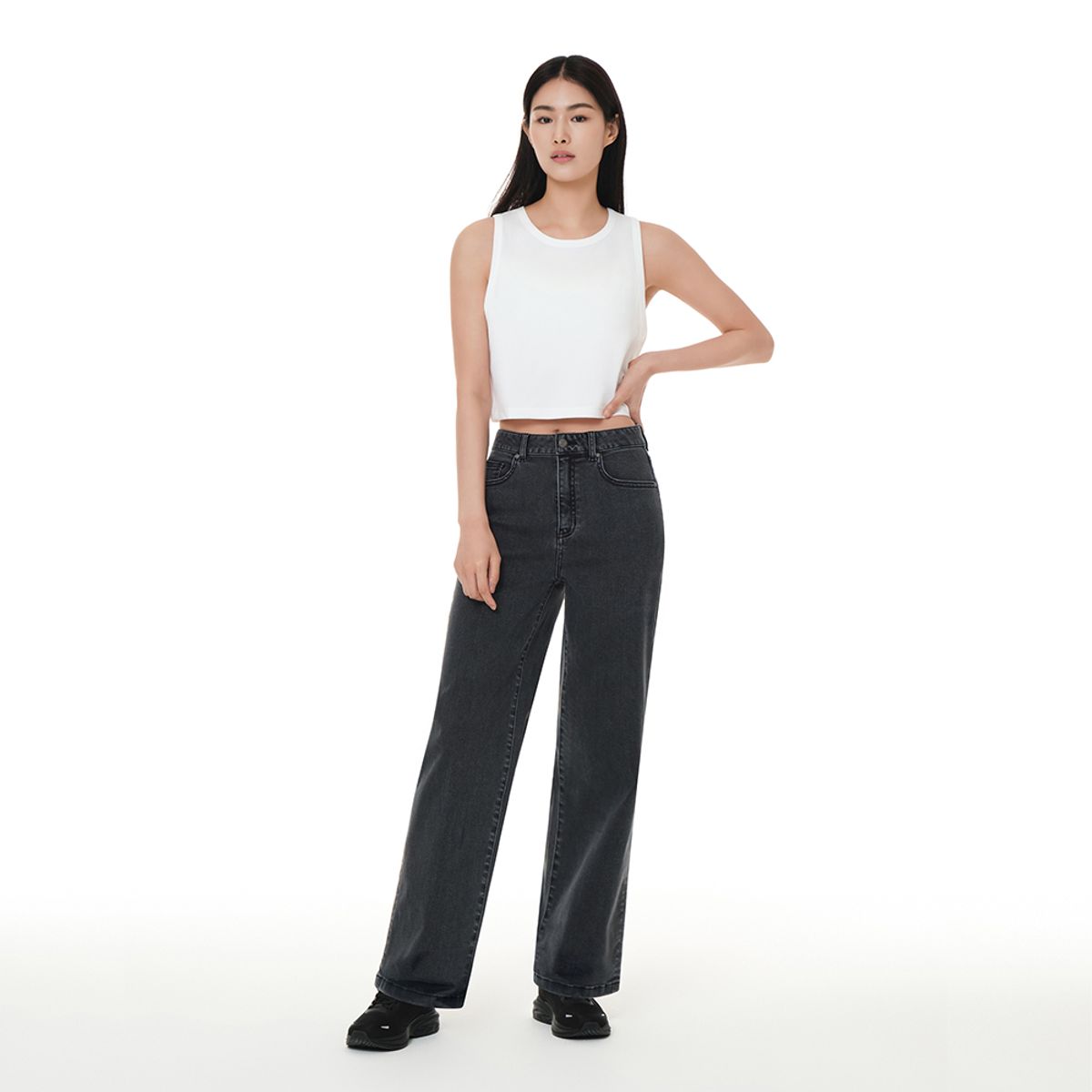 안다르(ANDAR) 에어데님 와이드 그레이진
